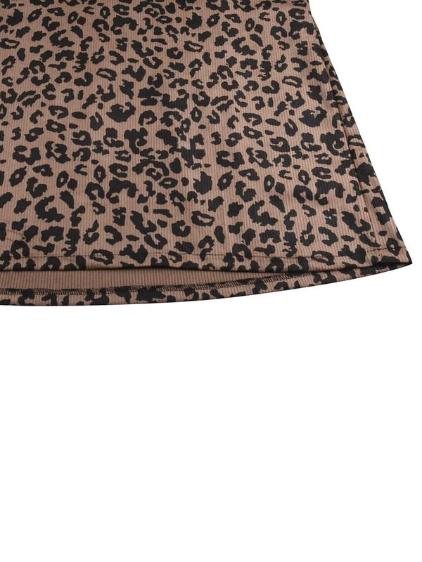  Leopard Print Corduroy A Line Skirt, Casual Fashion Mini Skirt for Daily Outdoor Wear, Women Clothing for Fall & Winter