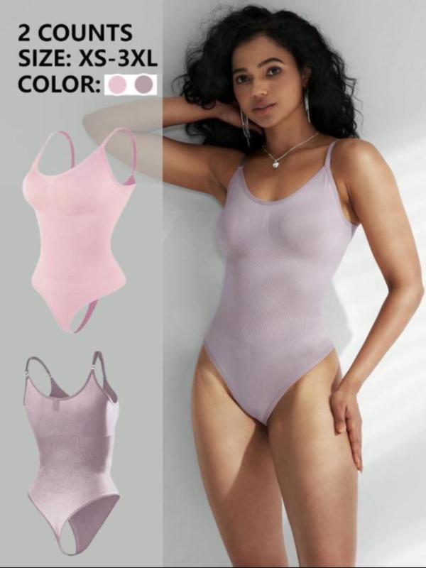 Women's Solid Color Push Up Shapewear Bodysuit, Hook & Eye Closure Crotch Tummy Control Shaper, Women's Shapewear for Daily Wear