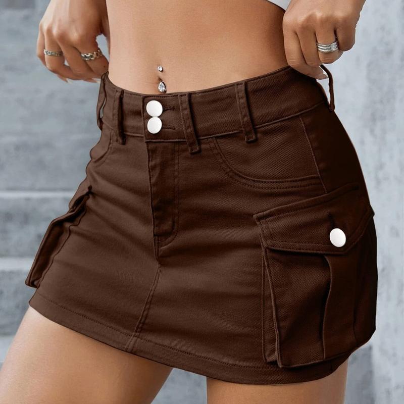 202 Autumn New Ins Style Street Solid Color Low Waist Slim Fit Package Hip Skirt Women