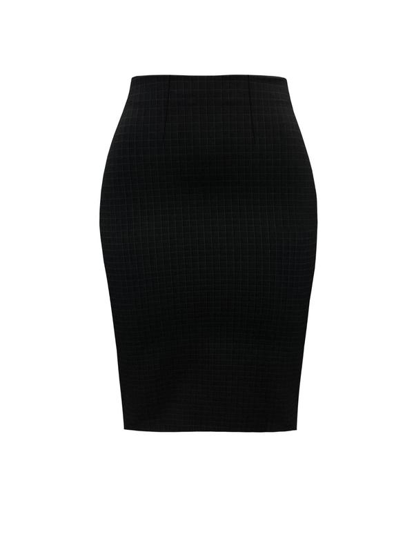 Women's Gingham Print Pencil Skirt, Fashion Casual Knee Length Skirt for Work Office Business, Ladies Bottoms for All Seasons