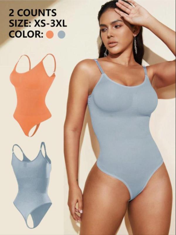 Women's Solid Color Push Up Shapewear Bodysuit, Hook & Eye Closure Crotch Tummy Control Shaper, Women's Shapewear for Daily Wear