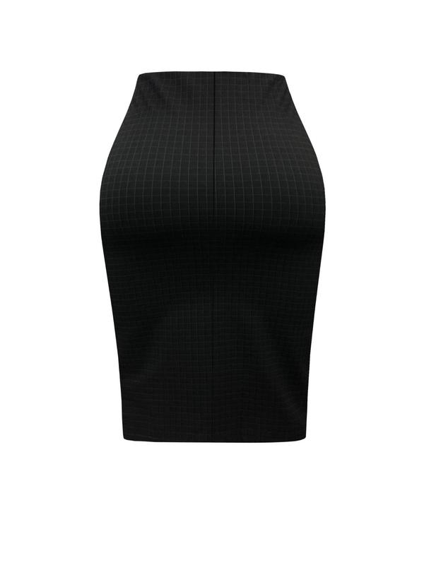 Women's Gingham Print Pencil Skirt, Fashion Casual Knee Length Skirt for Work Office Business, Ladies Bottoms for All Seasons