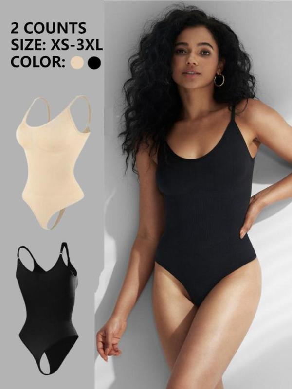 Women's Solid Color Push Up Shapewear Bodysuit, Hook & Eye Closure Crotch Tummy Control Shaper, Women's Shapewear for Daily Wear