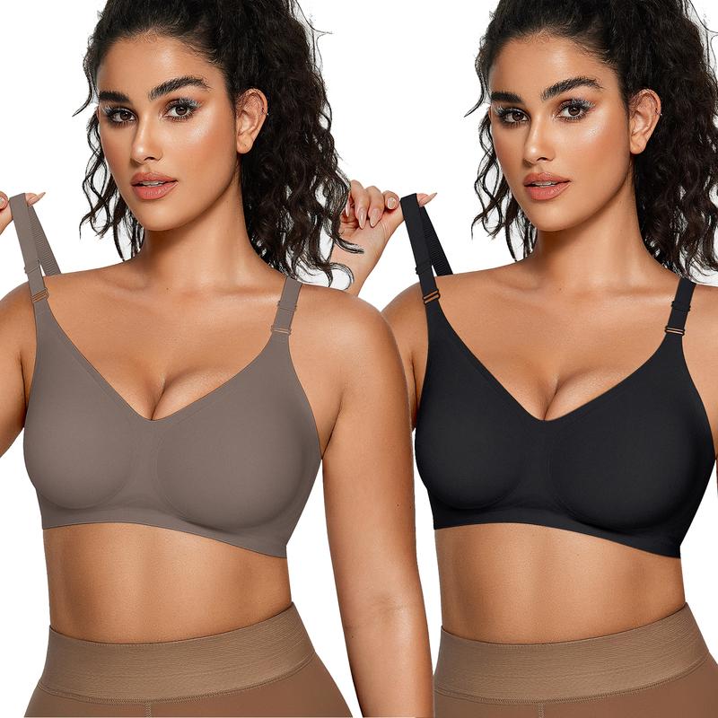 OEAK 2pcs Seamless Women's Bra with Soft Support Wireless and Full Coverage Available in Regular and Plus Sizes