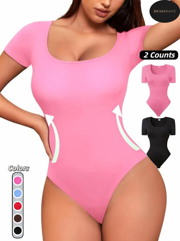 Women's Solid Square Neck Shapewear Bodysuit, Tummy Control Butt Lifter, Back-to-school Clothing, Ladies Shapewear Clothes for All Seasons, Fall Wear, Fall Women's Clothing