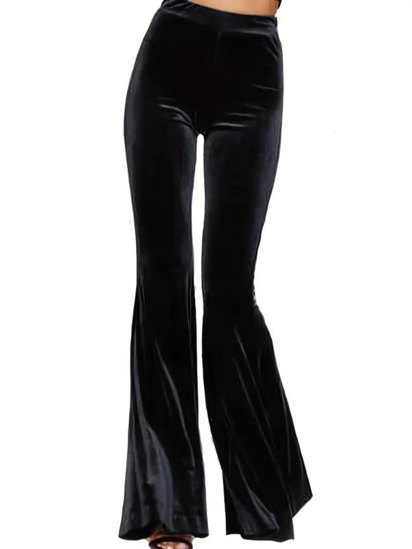 Women's High Waist Flare Leg Pants, Casual Comfy  Bell Bottom Trousers for Daily Wear, Ladies Bottoms for Fall & Winter