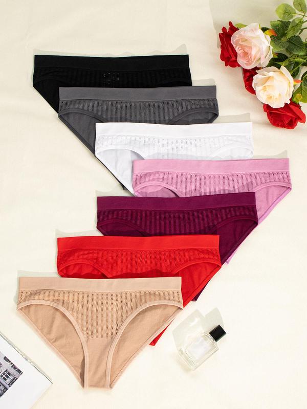 Women's Solid Color Hollow Out Panty, Soft Comfy Breathable Seamless Knicker for Daily Wear, Underwear for All Seasons