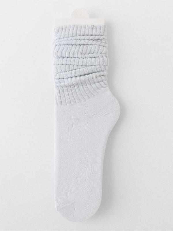 Women's Solid Ribbed Mid-calf Socks, Casual Soft Comfy Breathable Socks for Fall & Winter, Women's Socks for Daily Wear