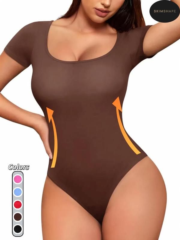 Women's Solid Square Neck Shapewear Bodysuit, Tummy Control Butt Lifter, Back-to-school Clothing, Ladies Shapewear Clothes for All Seasons, Fall Wear, Fall Women's Clothing