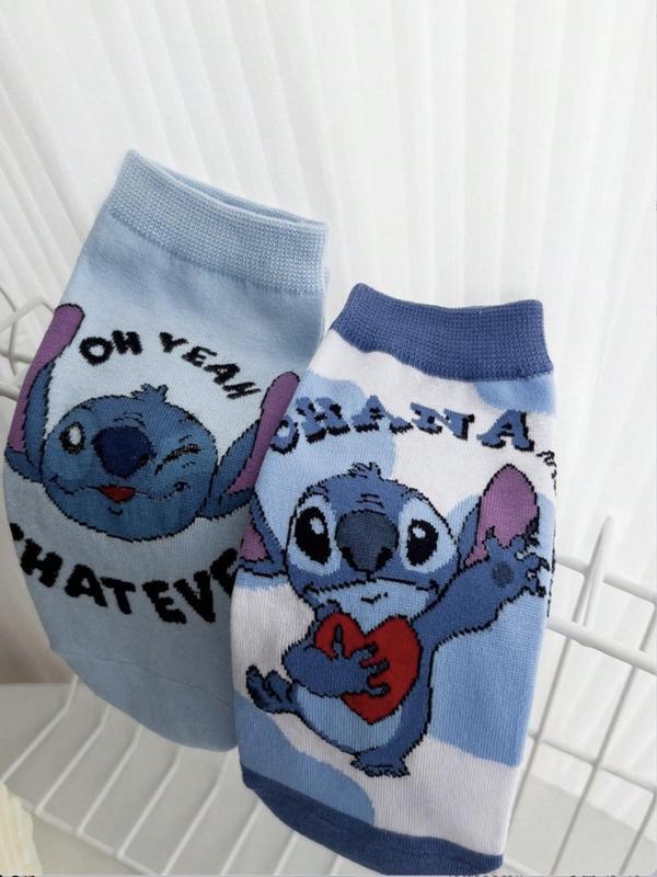 Unisex Cartoon Stitch Pattern Ankle Socks, 20 Pairs Cute Comfy Breathable Socks for Women, Multipack Knit Crew Socks, Unisex  Socks & Hosiery