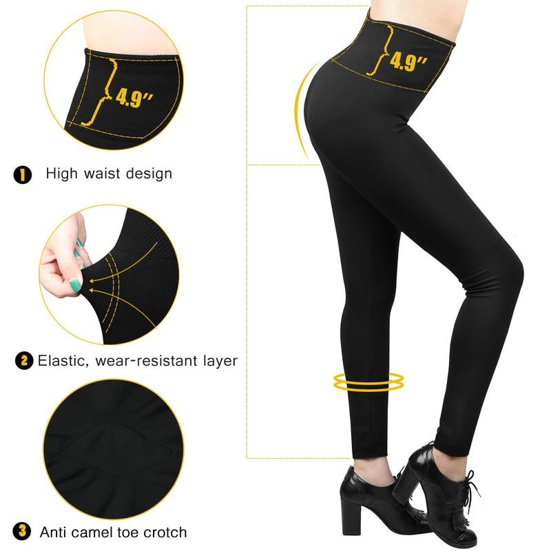 Moon Wood 7 Pack Women’s Fleece Lined Leggings High Waist Soft Stretchy Winter Warm Leggings