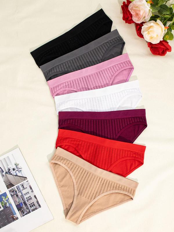 Women's Solid Color Hollow Out Panty, Soft Comfy Breathable Seamless Knicker for Daily Wear, Underwear for All Seasons