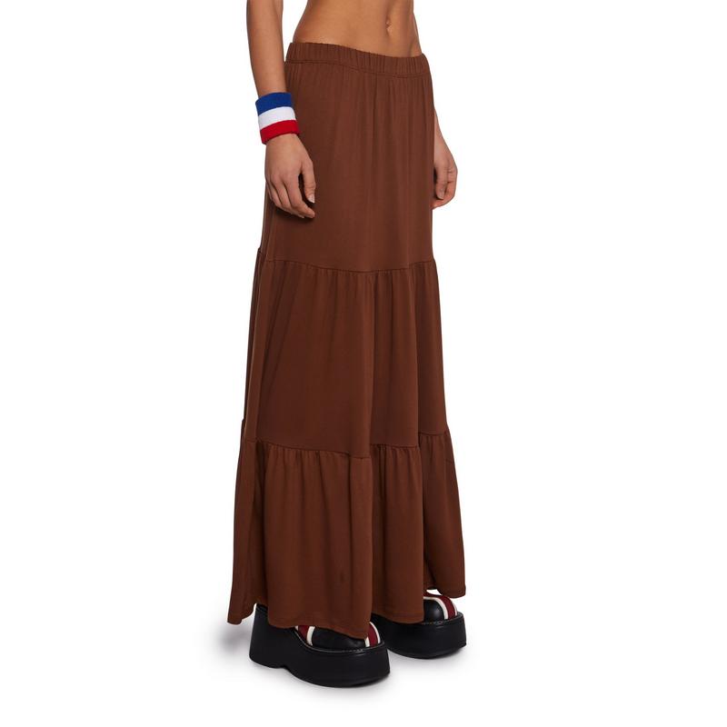 Y2K Beats Maxi Skirt - Brown