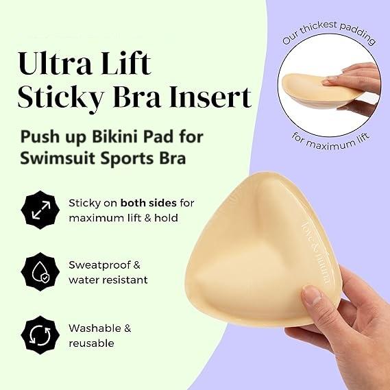 Double Sided Sticky Push Up Bra Inserts - Reusable Adhesive Bra with Padding - Sticky Bra for Dresses Bikinis