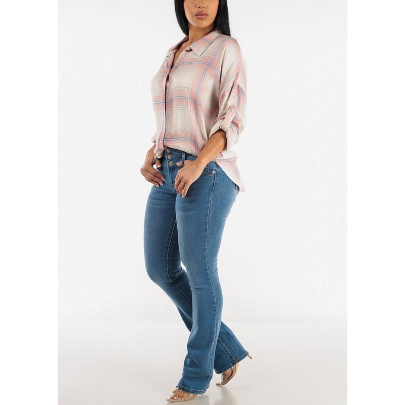 MX JEANS Butt Lifting Mid Rise Med Wash Bootcut Jeans