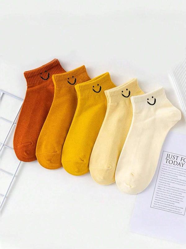 Random Cartoon Face Pattern Ankle Socks, Casual Moisture Wicking Socks, Socks for Women, Soft Comfy Breathable Socks for All Seasons Daily Wear