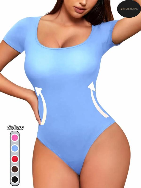 Women's Solid Square Neck Shapewear Bodysuit, Tummy Control Butt Lifter, Back-to-school Clothing, Ladies Shapewear Clothes for All Seasons, Fall Wear, Fall Women's Clothing