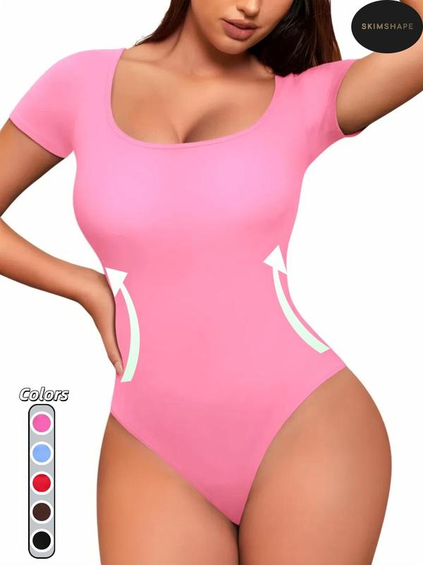 Women's Solid Square Neck Shapewear Bodysuit, Tummy Control Butt Lifter, Back-to-school Clothing, Ladies Shapewear Clothes for All Seasons, Fall Wear, Fall Women's Clothing