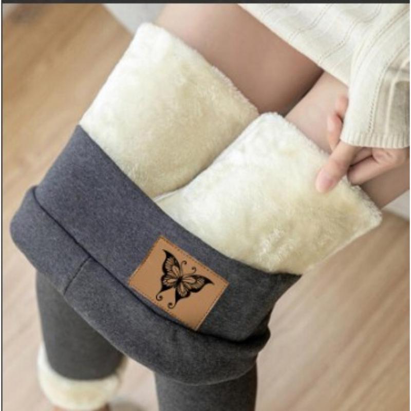 Women's Autumn and Winter High Waisted Leggings with Added Fleece and Thickened Lamb Wool Leggings, Warm Pants, and Women's Leggings