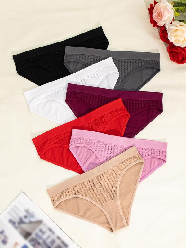 Women's Solid Color Hollow Out Panty, Soft Comfy Breathable Seamless Knicker for Daily Wear, Underwear for All Seasons