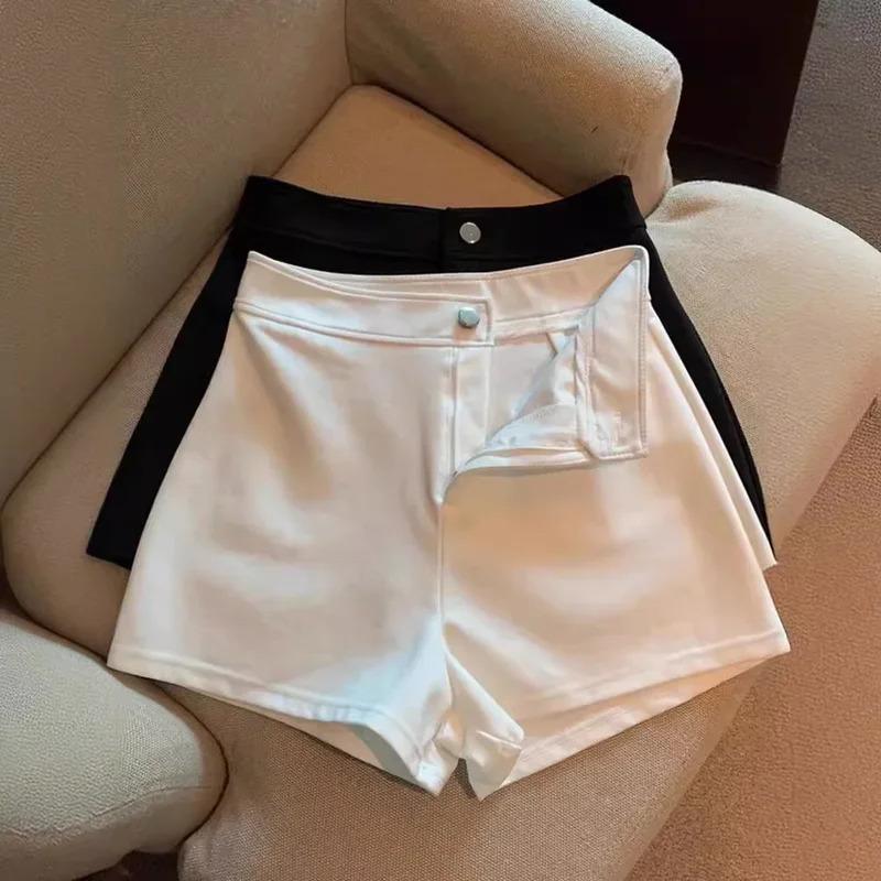 High-waisted Slimming A- line Tight Black Shorts For Women 2024 Spring Korean Style Elastic Hot Pants High Elasticity