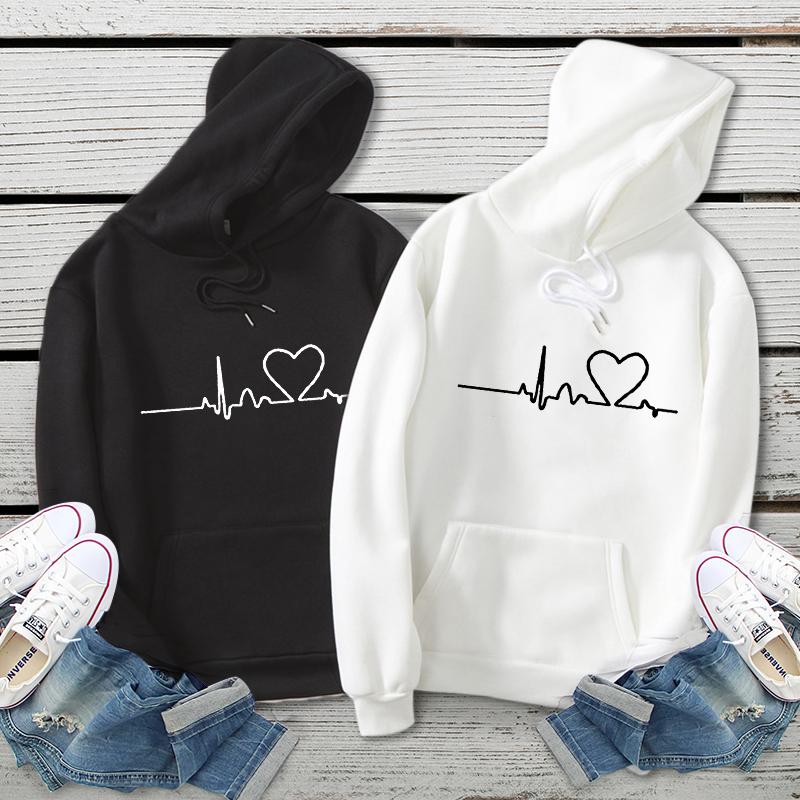 Heartbeat Couples Hoodies, Matching Couples Outfit, Anniversary Gift