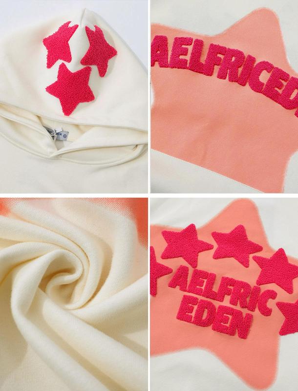 Aelfric Eden Womens Graphic Hoodies Pink Star Print Hoodie Y2K Hoodies Oversized Hoodies Long Sleeve With Pocket Pullover Christmas Present