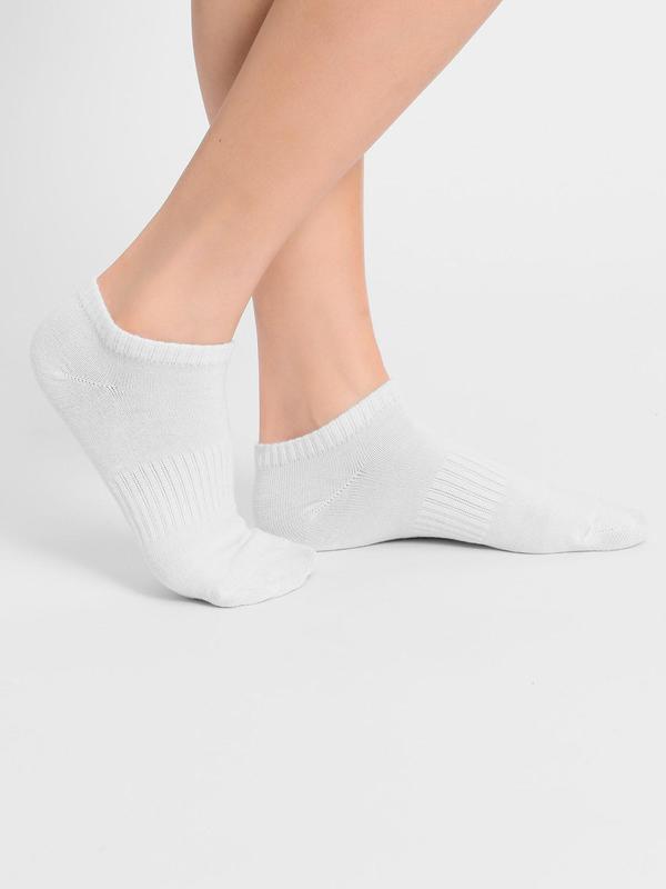 Women's 5 Pairs Plain White Ankle Socks, Summer 2024 Sweat-absorbing Anti-odor Basic Simple Crew Socks, Comfortable Breathable Low Cut Knit Socks, Multipack, Women's Socks & Hosiery