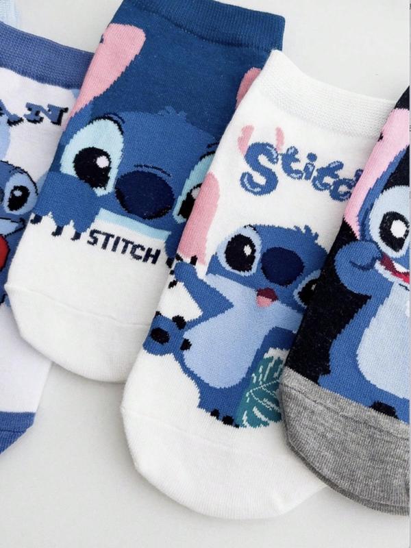 Unisex Cartoon Stitch Pattern Ankle Socks, 20 Pairs Cute Comfy Breathable Socks for Women, Multipack Knit Crew Socks, Unisex  Socks & Hosiery