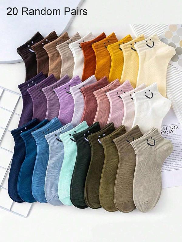 Random Cartoon Face Pattern Ankle Socks, Casual Moisture Wicking Socks, Socks for Women, Soft Comfy Breathable Socks for All Seasons Daily Wear