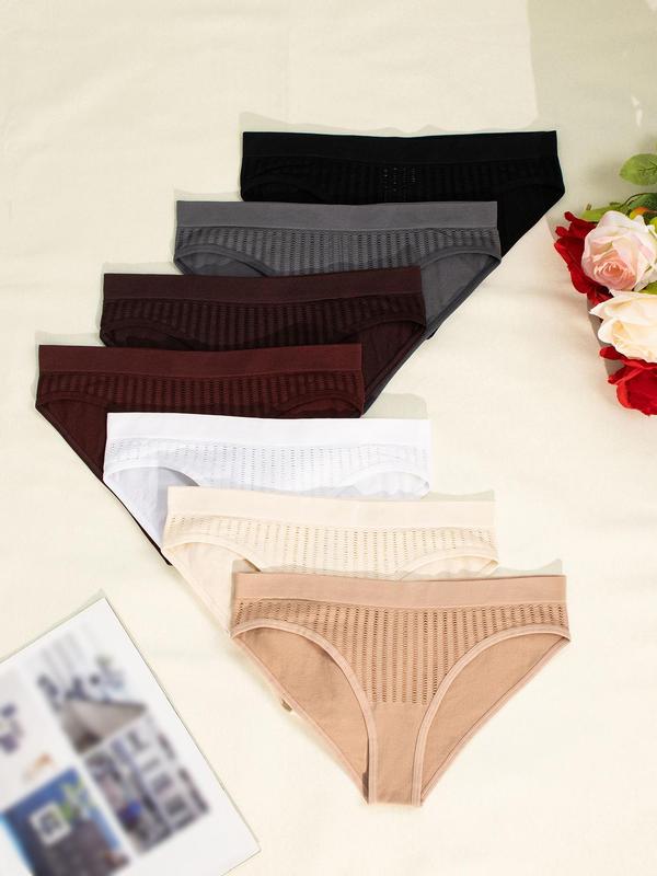 Women's Solid Color Hollow Out Panty, Soft Comfy Breathable Seamless Knicker for Daily Wear, Underwear for All Seasons