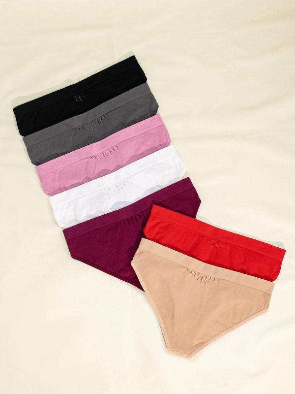 Women's Solid Color Hollow Out Panty, Soft Comfy Breathable Seamless Knicker for Daily Wear, Underwear for All Seasons