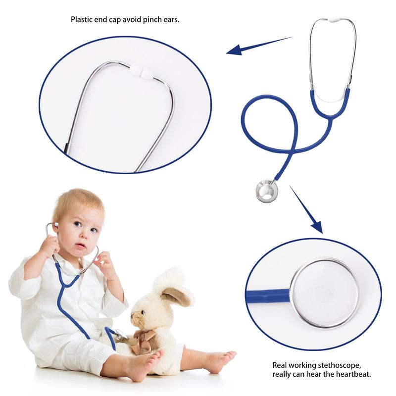 White Lab Coat, Doctor Coat with Stethoscope&ID Card,Doctor Scientist Dress Up Costume