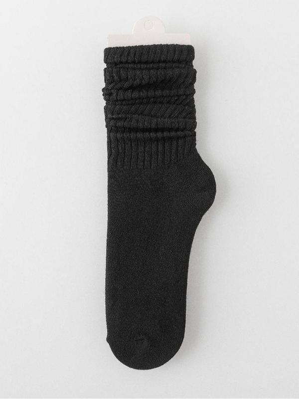 Women's Solid Ribbed Mid-calf Socks, Casual Soft Comfy Breathable Socks for Fall & Winter, Women's Socks for Daily Wear