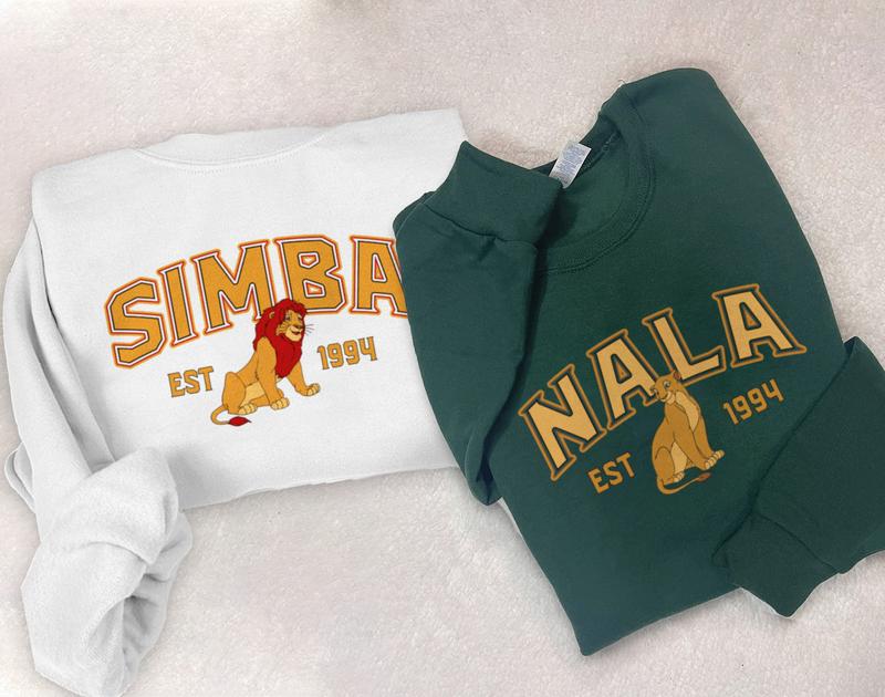 Simba and Nala Print Sweatshirts, Lion King Shirts, Trending Crewneck, Couple Shirt, Gift For Friends Shirt, Father's Day Shirts PNIS075-076