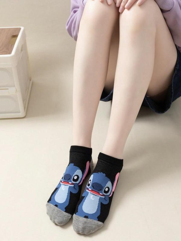 Unisex Cartoon Stitch Pattern Ankle Socks, 20 Pairs Cute Comfy Breathable Socks for Women, Multipack Knit Crew Socks, Unisex  Socks & Hosiery