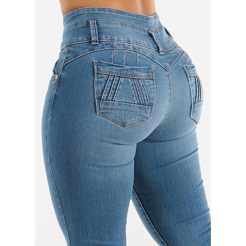 MX JEANS Butt Lifting Mid Rise Med Wash Bootcut Jeans