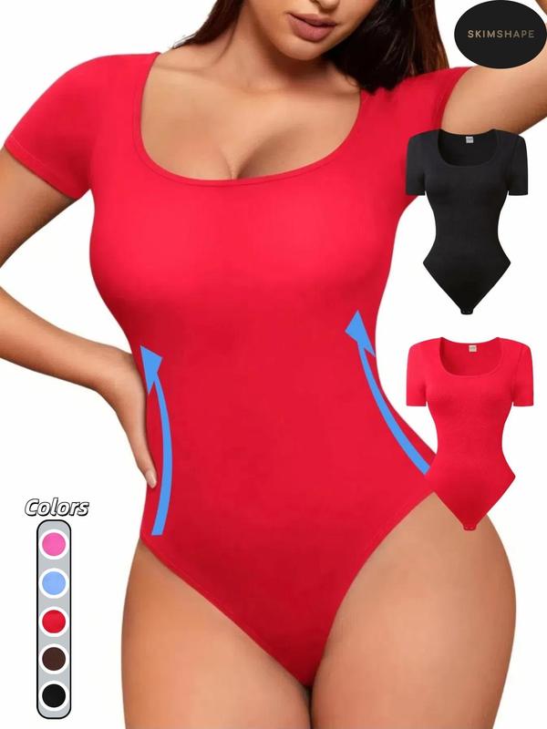 Women's Solid Square Neck Shapewear Bodysuit, Tummy Control Butt Lifter, Back-to-school Clothing, Ladies Shapewear Clothes for All Seasons, Fall Wear, Fall Women's Clothing