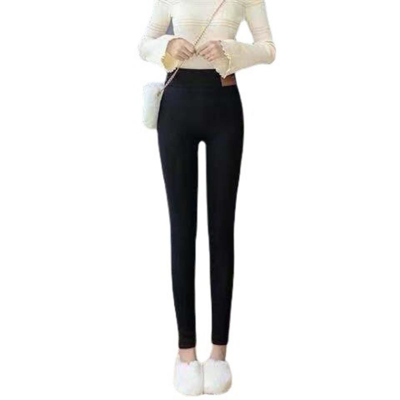 Women's Autumn and Winter High Waisted Leggings with Added Fleece and Thickened Lamb Wool Leggings, Warm Pants, and Women's Leggings