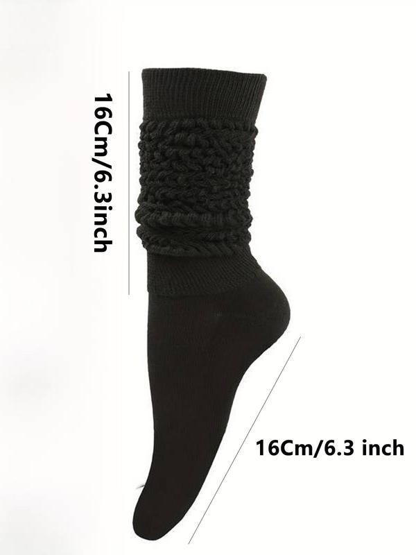 Women's Solid Ribbed Mid-calf Socks, Casual Soft Comfy Breathable Socks for Fall & Winter, Women's Socks for Daily Wear