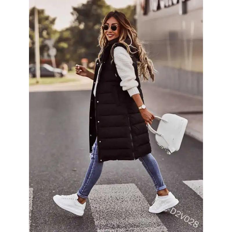 Long with Hood Outdoor Vest Down Women's Jacket Quilted Coat Sleeveless Jacket Winter Light Weight Sweaters