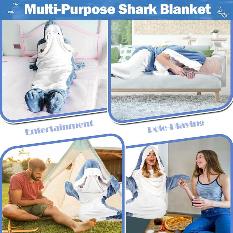 [Christmas Deals] Wearable Shark Blanket Hoodie Onesie Sleeping Bag Soft Cozy Costume For Family Loungewear Pajama Comfort Womenswear