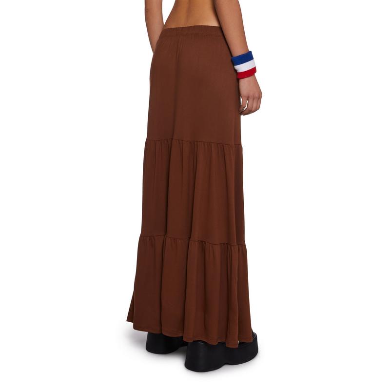 Y2K Beats Maxi Skirt - Brown