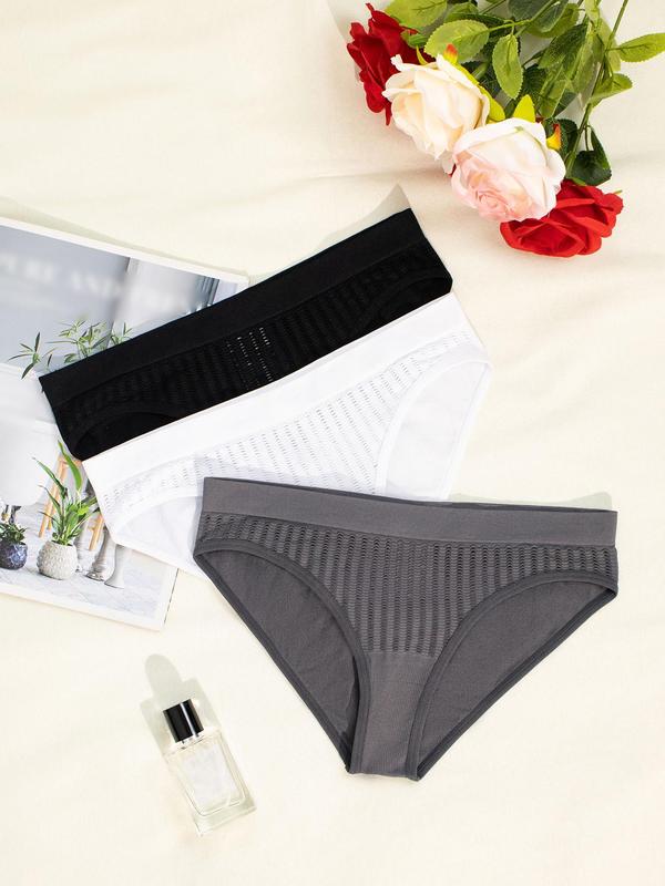 Women's Solid Color Hollow Out Panty, Soft Comfy Breathable Seamless Knicker for Daily Wear, Underwear for All Seasons