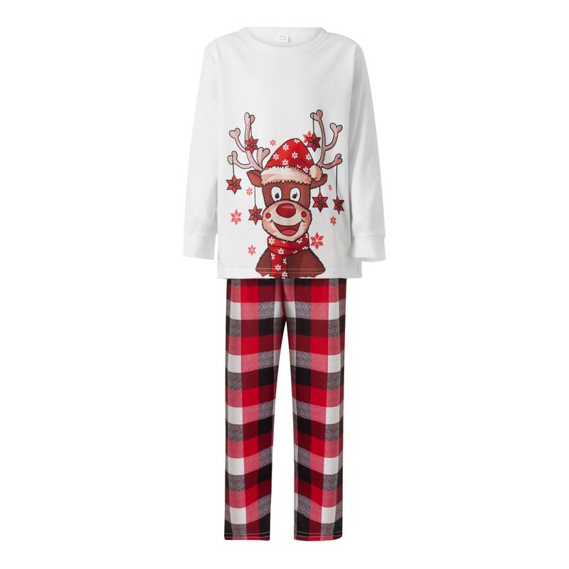 Merry Christmas Family Matching Pajamas Sets Plaid Deer Print Holiday Xmas Pjs Sleepwear For Family Adults Kids