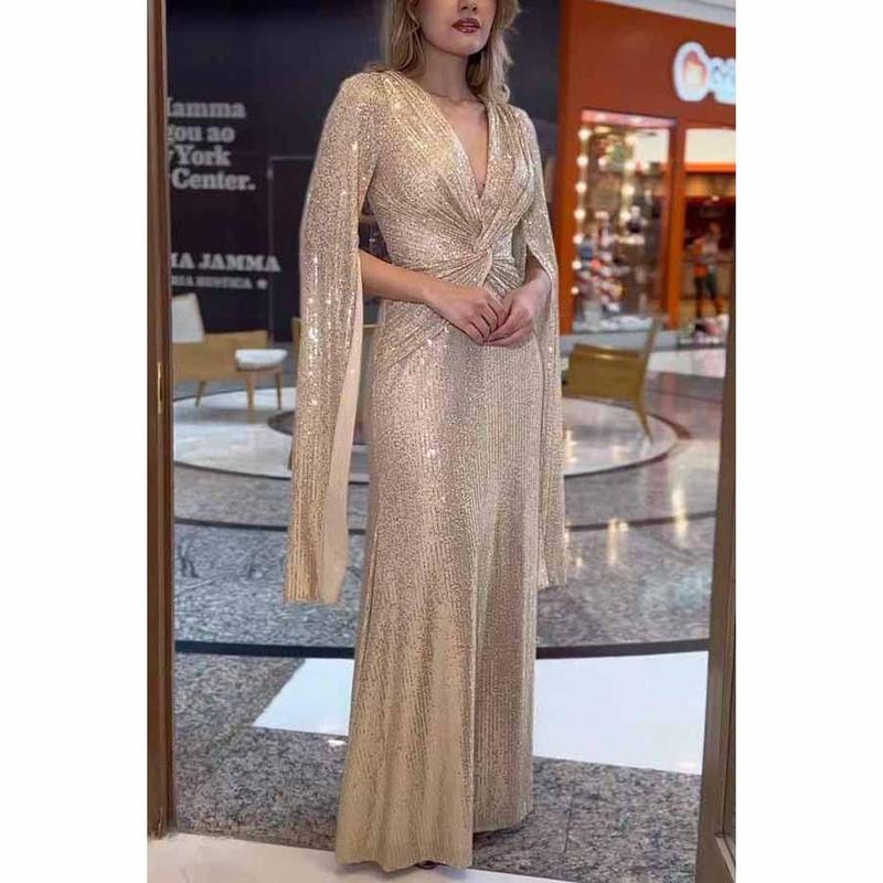 2024 European and American New Style Foreign Trade Party Personality Sequins Dress Dress Women's Clothing Hot Silver Slim Fit