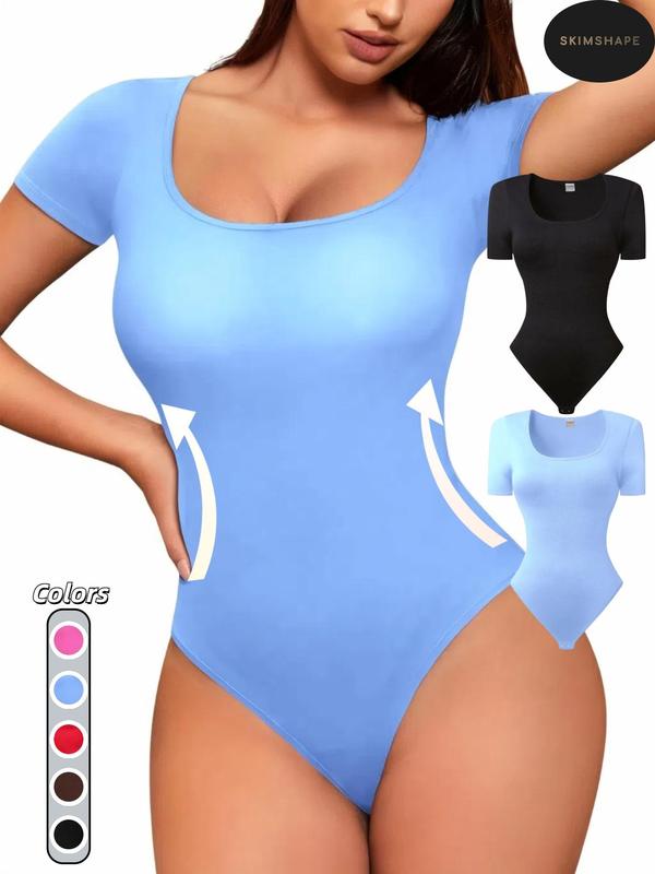 Women's Solid Square Neck Shapewear Bodysuit, Tummy Control Butt Lifter, Back-to-school Clothing, Ladies Shapewear Clothes for All Seasons, Fall Wear, Fall Women's Clothing