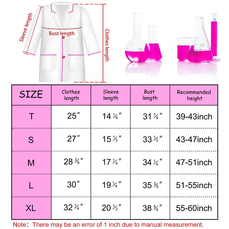 White Lab Coat, Doctor Coat with Stethoscope&ID Card,Doctor Scientist Dress Up Costume