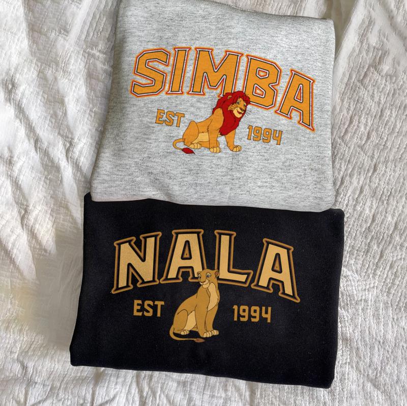 Simba and Nala Print Sweatshirts, Lion King Shirts, Trending Crewneck, Couple Shirt, Gift For Friends Shirt, Father's Day Shirts PNIS075-076