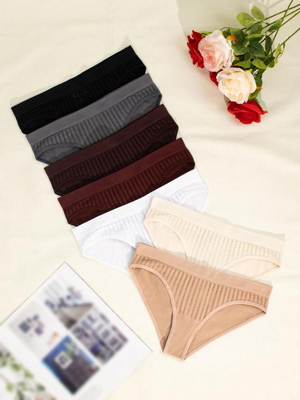 Women's Solid Color Hollow Out Panty, Soft Comfy Breathable Seamless Knicker for Daily Wear, Underwear for All Seasons